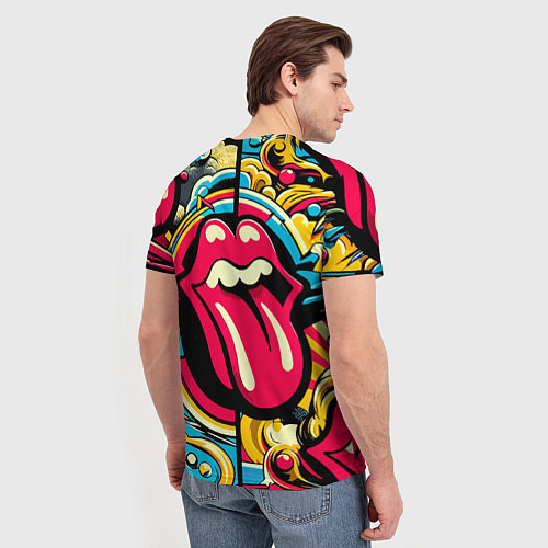 Мужская футболка Rolling Stones logo - pop art pattern / 3D-принт – фото 4