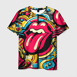 Мужская футболка Rolling Stones logo - pop art pattern