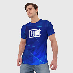 Футболка мужская PUBG blue poly, цвет: 3D-принт — фото 2