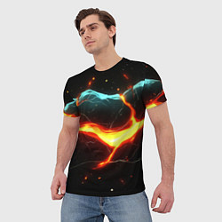 Футболка мужская Лава в черной текстуре, цвет: 3D-принт — фото 2