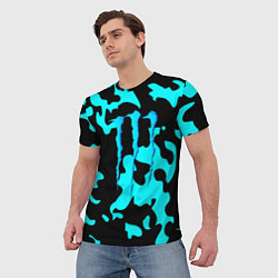 Футболка мужская Monster energy камуфляж голубой, цвет: 3D-принт — фото 2