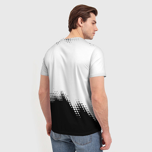 Мужская футболка Monster energy чёрно белые краски / 3D-принт – фото 4