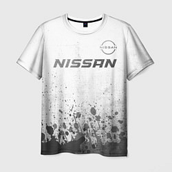 Мужская футболка Nissan - white gradient посередине