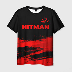 Мужская футболка Hitman - red gradient посередине