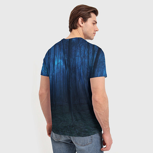 Мужская футболка Юрий Хой синий фон леса / 3D-принт – фото 4
