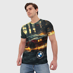 Футболка мужская BMW огненный дрифт, цвет: 3D-принт — фото 2