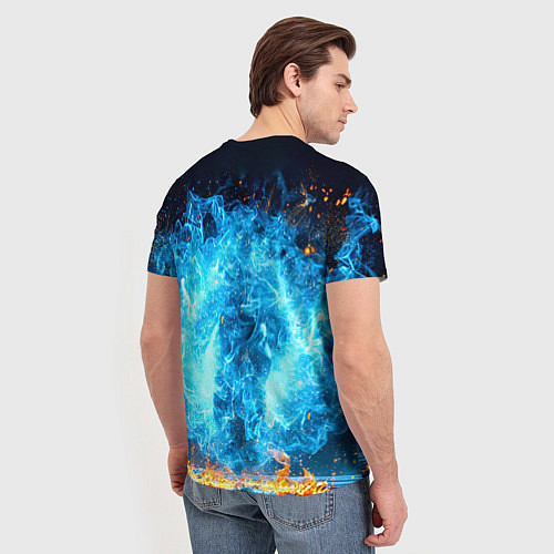 Мужская футболка Дзюдоист в синем пламени / 3D-принт – фото 4