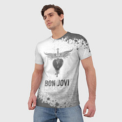 Футболка мужская Bon Jovi - white gradient, цвет: 3D-принт — фото 2