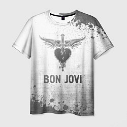 Футболка мужская Bon Jovi - white gradient, цвет: 3D-принт