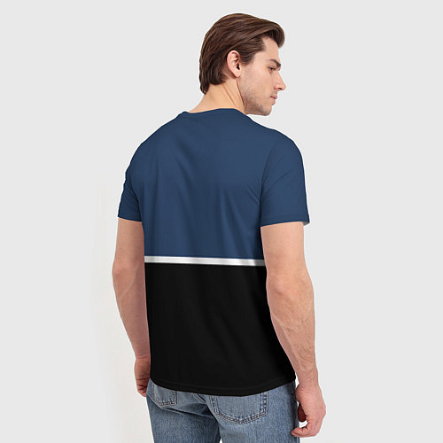 Мужская футболка Sport сине-чёрный с полосой / 3D-принт – фото 4
