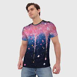 Футболка мужская Розово-синяя текстура, цвет: 3D-принт — фото 2