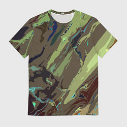 Футболка мужская Абстракция тон хаки, цвет: 3D-принт