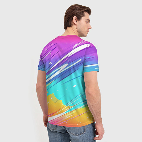 Мужская футболка Inzoi кошечка на радужном фоне / 3D-принт – фото 4