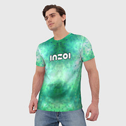 Футболка мужская Inzoi белый логотип на зеленом фоне, цвет: 3D-принт — фото 2