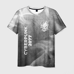 Мужская футболка Cyberpunk 2077 - grey gradient вертикально