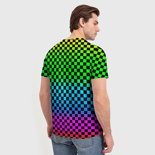 Мужская футболка Monster energy неоновая клетка / 3D-принт – фото 4