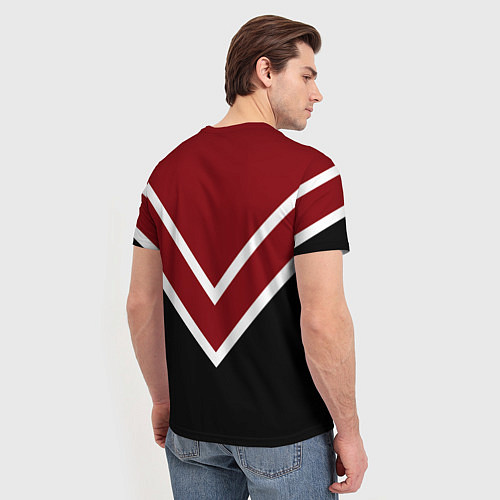 Мужская футболка Красный с чёрным и белые полосы / 3D-принт – фото 4
