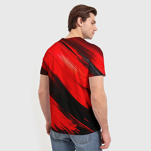 Мужская футболка Юрий Хой красно-черный фон / 3D-принт – фото 4