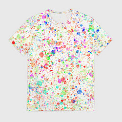 Футболка мужская Белый с разноцветными брызгами, цвет: 3D-принт