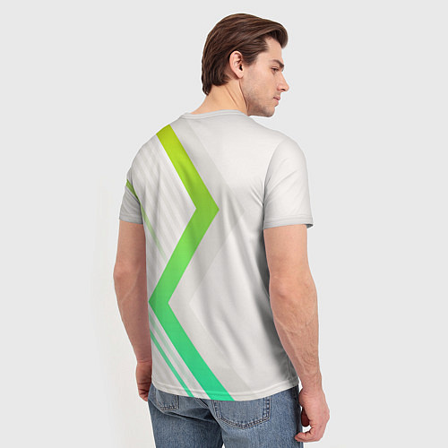 Мужская футболка Color white line green / 3D-принт – фото 4