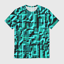 Мужская футболка Неоновый голубой объёмный эффект