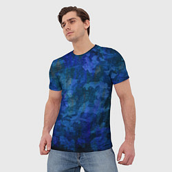 Футболка мужская Абстракция - blue uniform camouflage, цвет: 3D-принт — фото 2