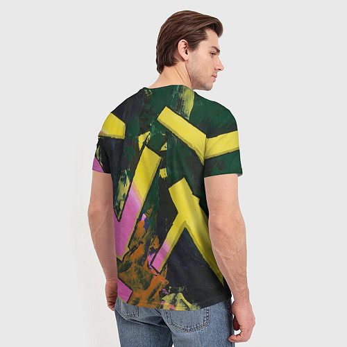 Мужская футболка Yellow letters on black / 3D-принт – фото 4