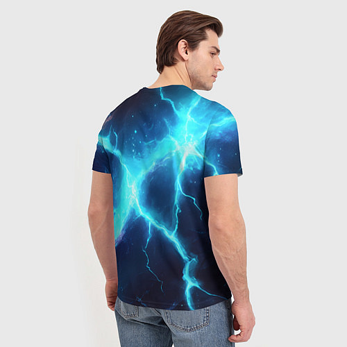 Мужская футболка Россия герб на синих молниях / 3D-принт – фото 4
