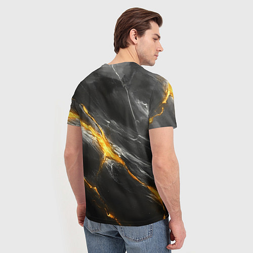 Мужская футболка Россия черно-желтый фон / 3D-принт – фото 4