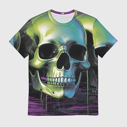 Футболка мужская Черепа отливающие неоном, цвет: 3D-принт