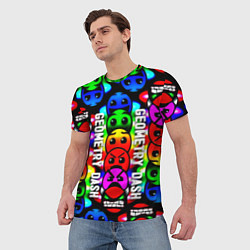 Футболка мужская Geometry dash neon gradient, цвет: 3D-принт — фото 2