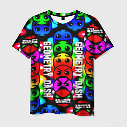 Мужская футболка Geometry dash neon gradient