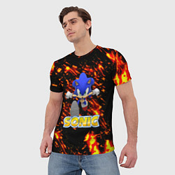 Футболка мужская Sonic огенная текстура, цвет: 3D-принт — фото 2