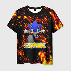 Мужская футболка Sonic огенная текстура