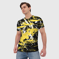 Футболка мужская Желтая краска на черном, цвет: 3D-принт — фото 2