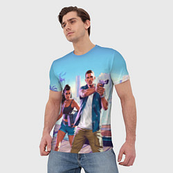 Футболка мужская GTA 6 главные герои, цвет: 3D-принт — фото 2