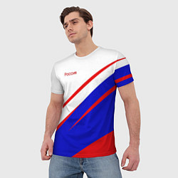 Футболка мужская Россия бело-сине-красный, цвет: 3D-принт — фото 2