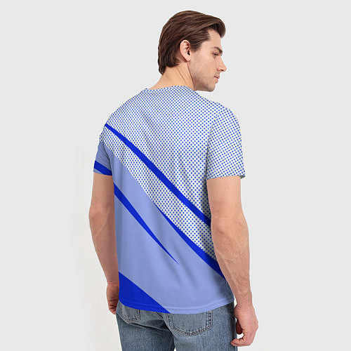 Мужская футболка Светло-синий текстура с полосой / 3D-принт – фото 4