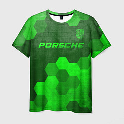 Мужская футболка Porsche - green gradient посередине