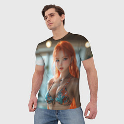 Футболка мужская Рыжая девушка в купальнике, цвет: 3D-принт — фото 2