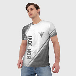 Футболка мужская Bon Jovi - white gradient вертикально, цвет: 3D-принт — фото 2