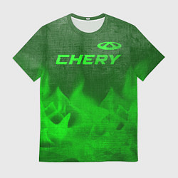 Мужская футболка Chery - green gradient посередине