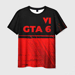 Мужская футболка GTA 6 - red gradient посередине