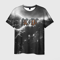 Мужская футболка ACDC металлический лого черно-белая текстура