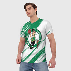 Футболка мужская Boston Celtics white and green, цвет: 3D-принт — фото 2