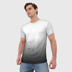 Футболка мужская Из белого в чёрный градиент с точками, цвет: 3D-принт — фото 2
