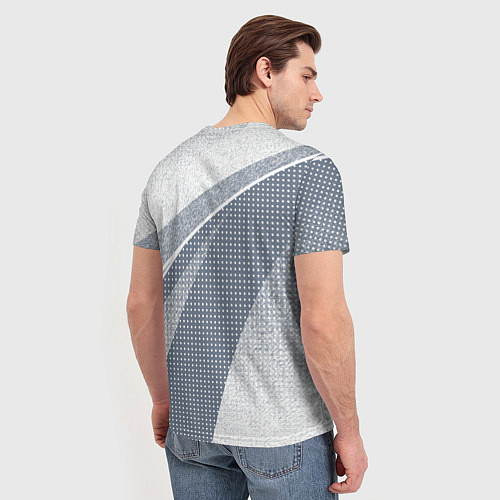 Мужская футболка Светлый серо-голубой текстурированный с полосой / 3D-принт – фото 4