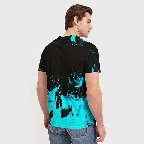 Мужская футболка Monster energy голубой огонь / 3D-принт – фото 4