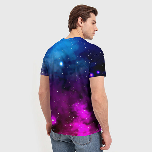 Мужская футболка Monster energy neon space / 3D-принт – фото 4
