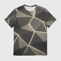 Футболка мужская Серая объемная текстура с гранями, цвет: 3D-принт